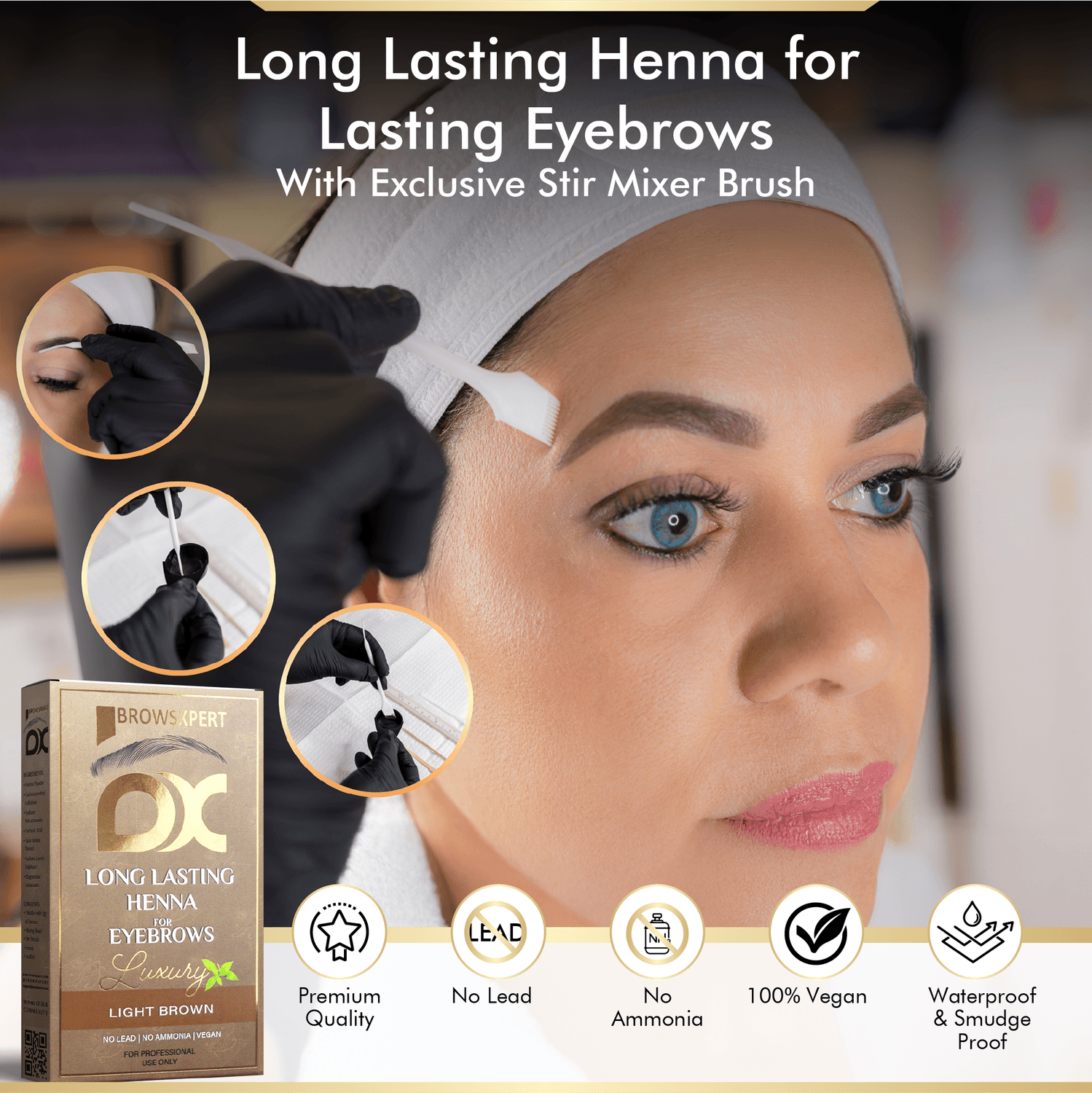 BROWSXPERT Long Lasting Henna For Eyebrows Luxury Light Brown