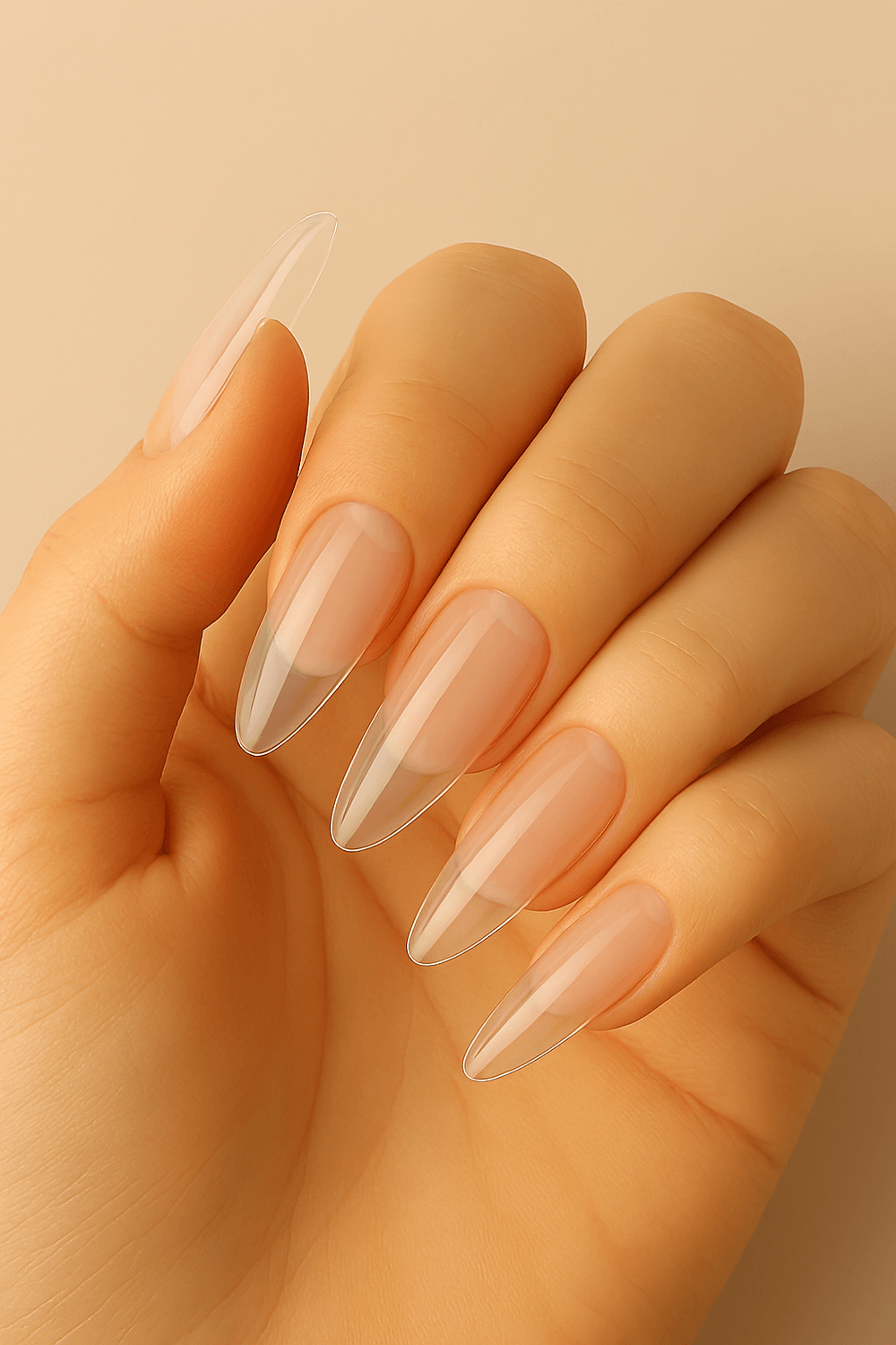 une main avec une pose transparente de capsule gel X