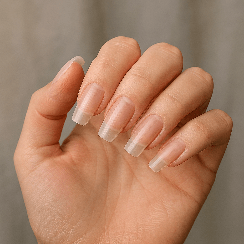 une main avec une pose transparente de capsule gel X