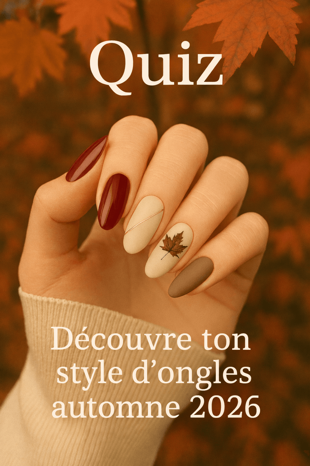 quiz image d'une main décor nails art automne