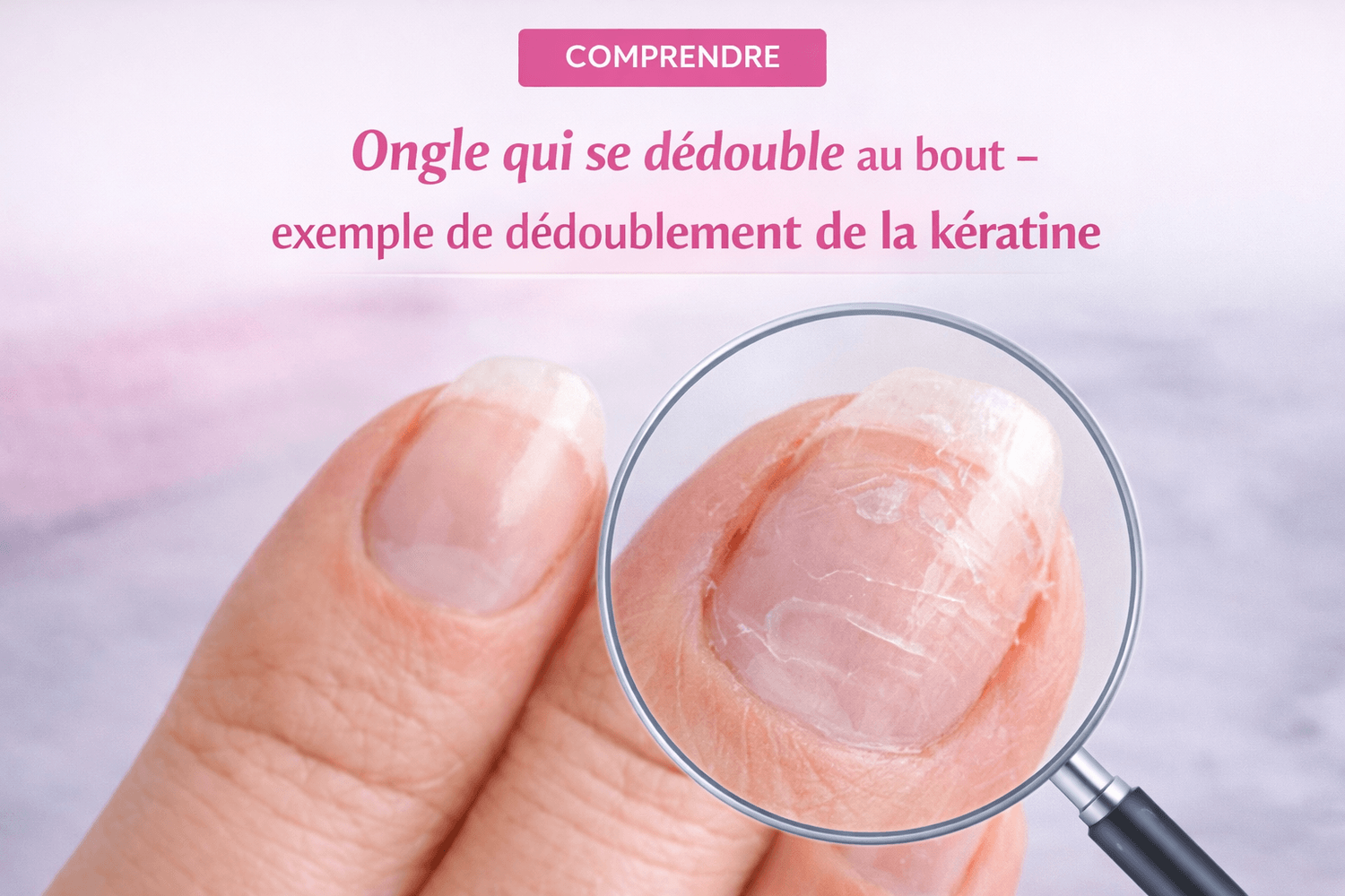 Ongle qui se dédouble au bout – exemple de dédoublement de la kératine