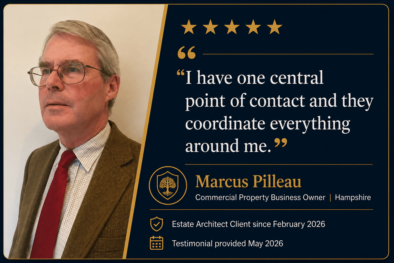 Marcus Pilleau, Estate Architect client testimonial