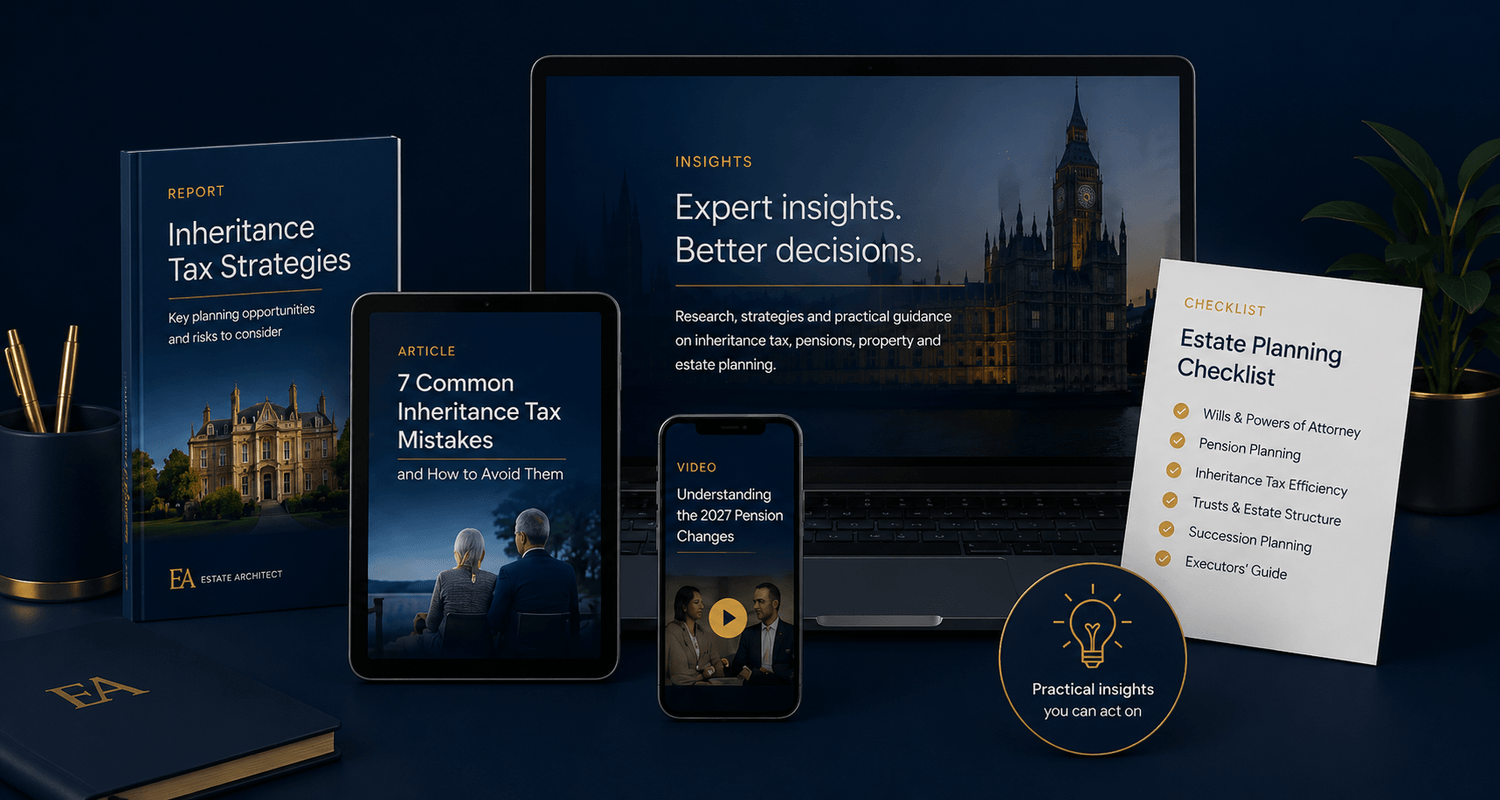 Estate Architect Insights inheritance tax resources, including articles, reports, videos and estate planning guides for UK families.