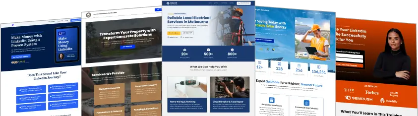 Example lead-generating websites and landing pages for home service providers, featuring online booking, reminders, and professional design to help book more jobs.