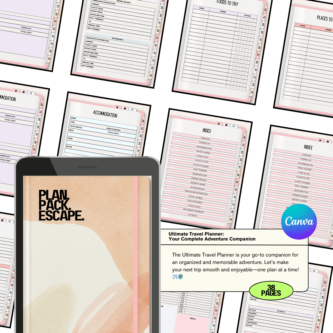 🌍 36-Page Ultimate Travel Planner 