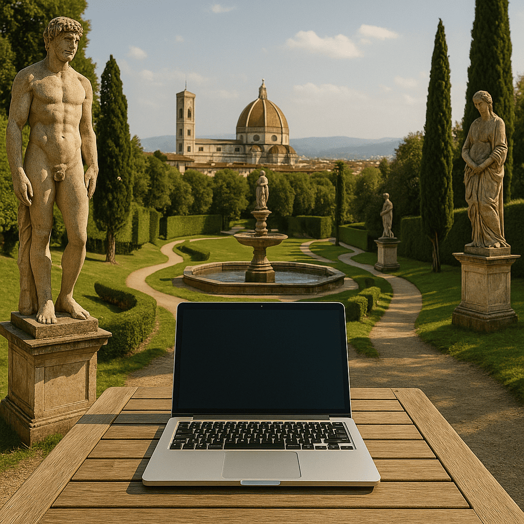 image d'un terrasse à Florence en mode digital nomad