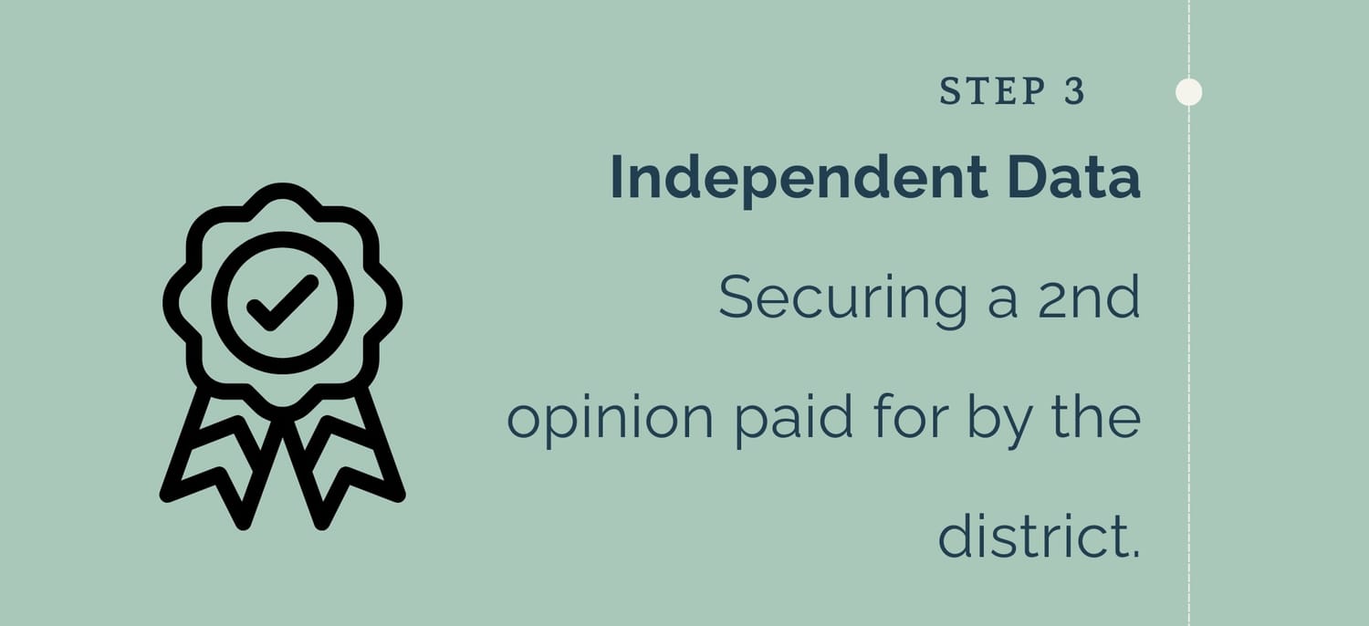Step 3: Independent Data Securing a 2nd opinion paid for by the district.