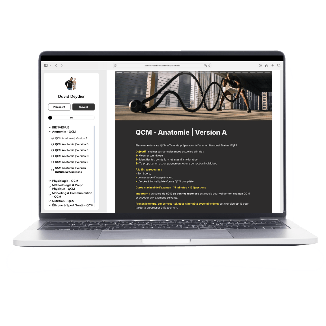 Dashboard Plateforme QCM Coach Sportif