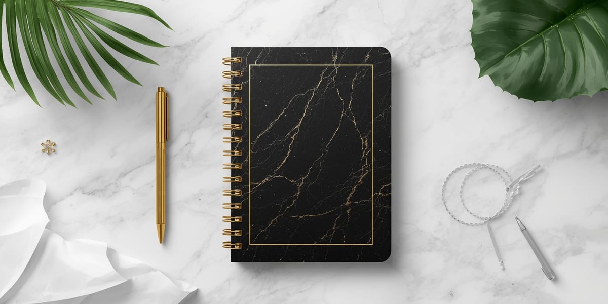luxury black gold printable planner mockup