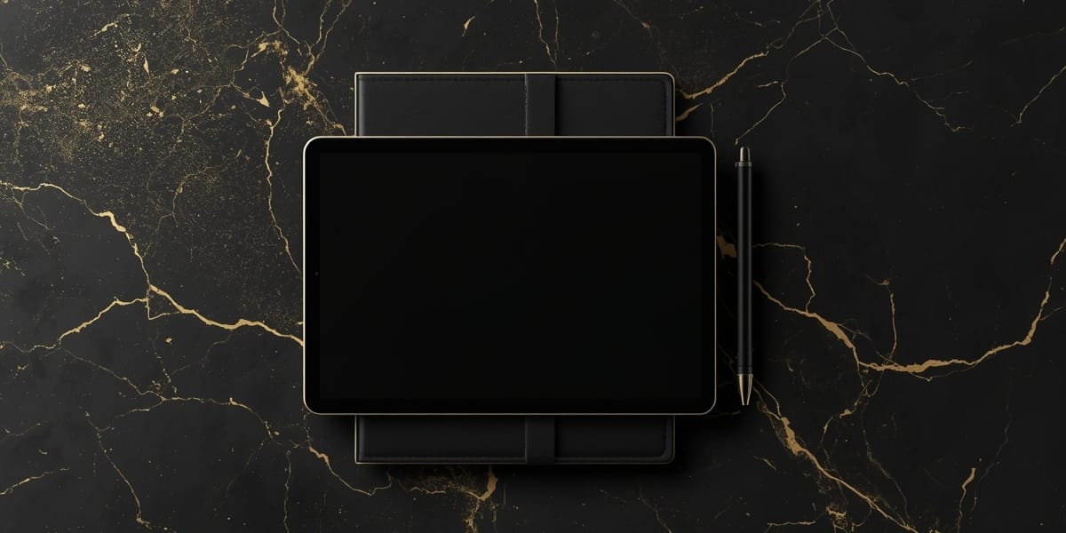 luxury black gold digital planner tablet mockup