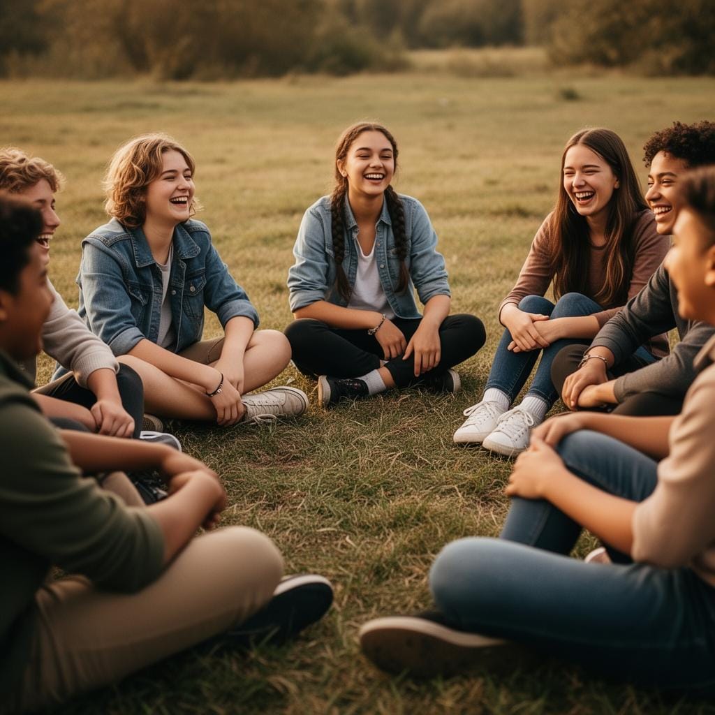 Teens working together in a supportive group setting
