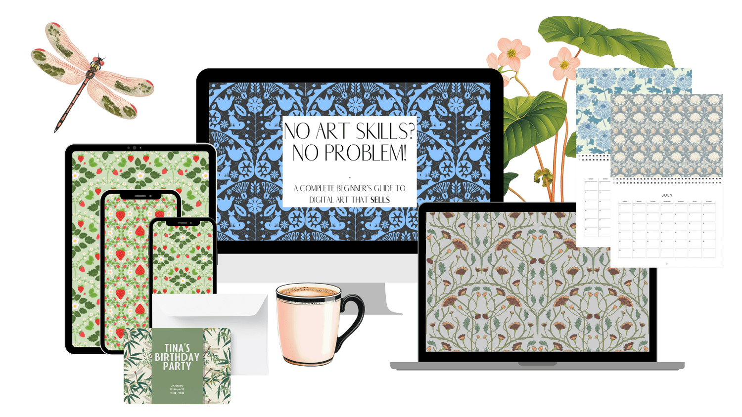 Digital product ideas including planners, journals, trackers, cards, to resell as your own