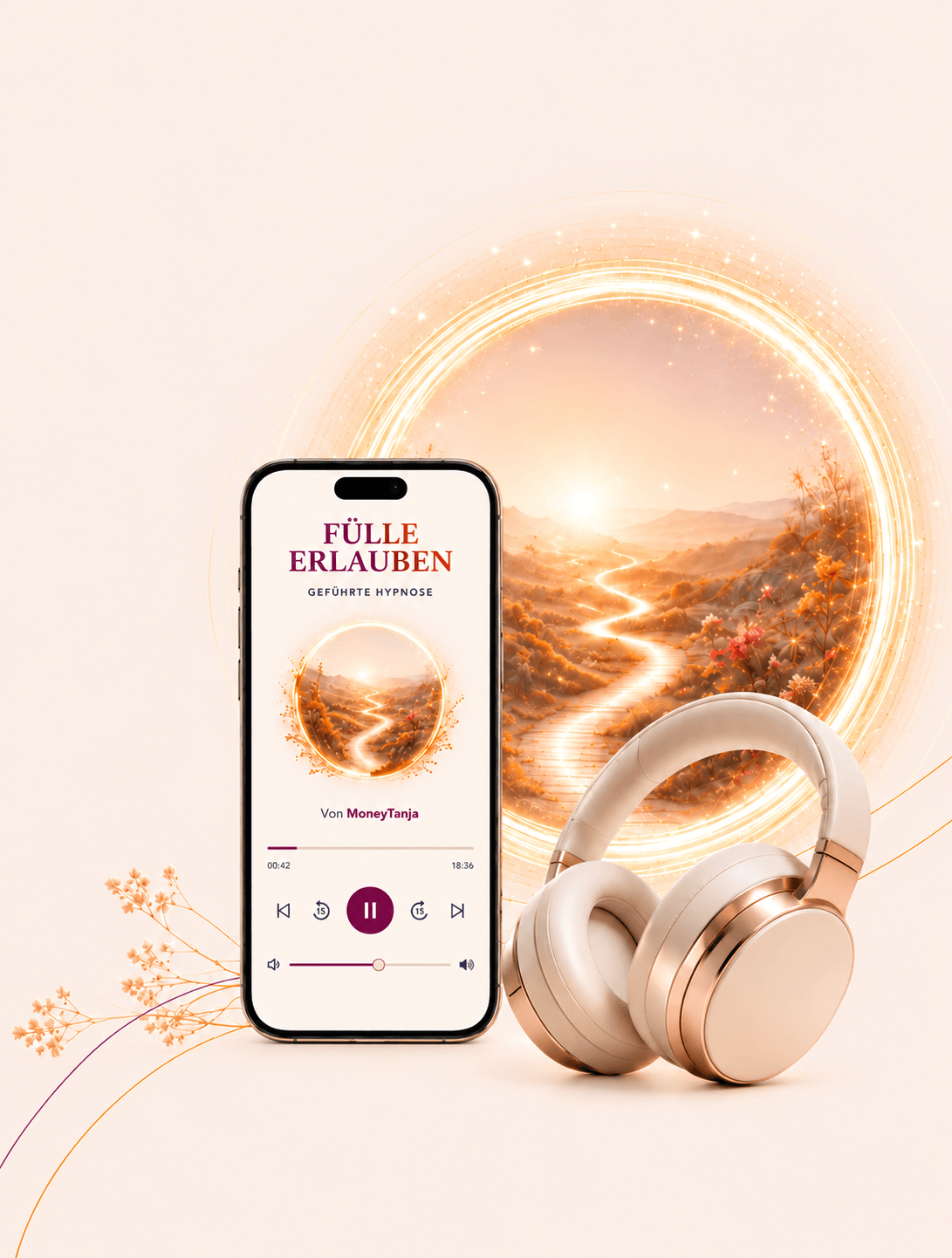 Fülle-Hypnose auf dem Smartphone mit Kopfhörern