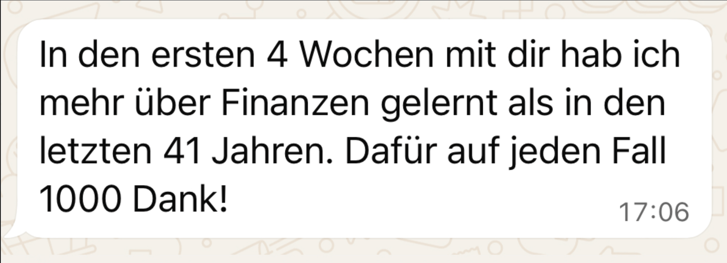 Originale Kundinnenstimme über vier intensive Wochen Finanzwissen