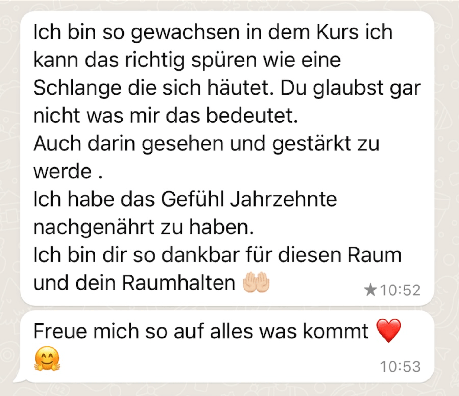 Originale Kundinnenstimme über persönliches Wachstum und einen stärkenden Raum