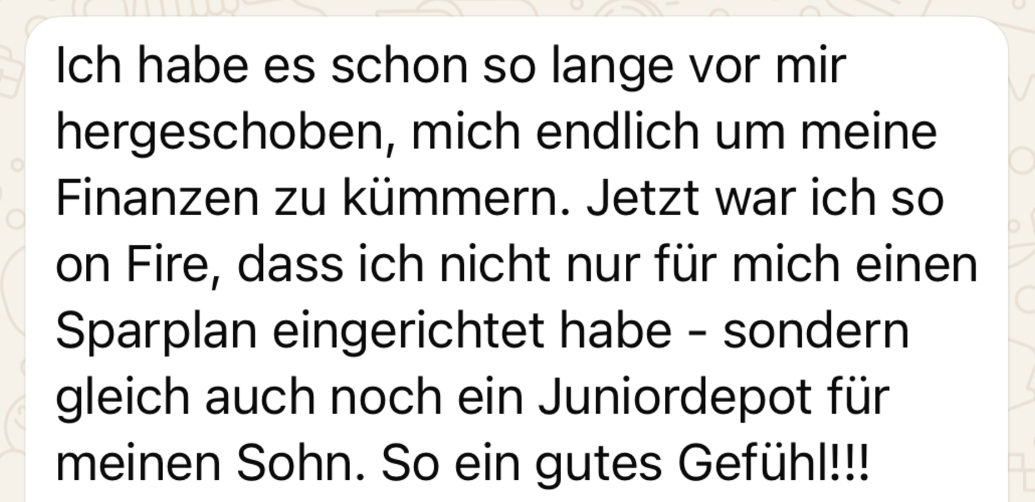 Originale Kundinnenstimme über Sparplan und Juniordepot
