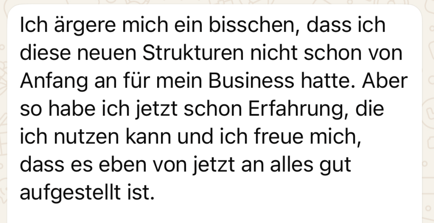 Originale Kundinnenstimme über neue Finanzstrukturen im Business