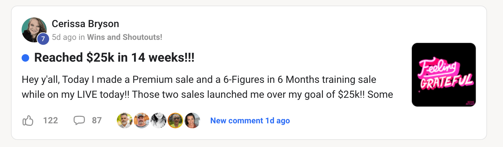 testimonial - $25k in 14 weeks