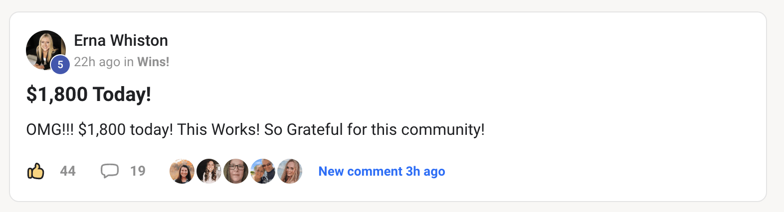 testimonial - $1800 in one day
