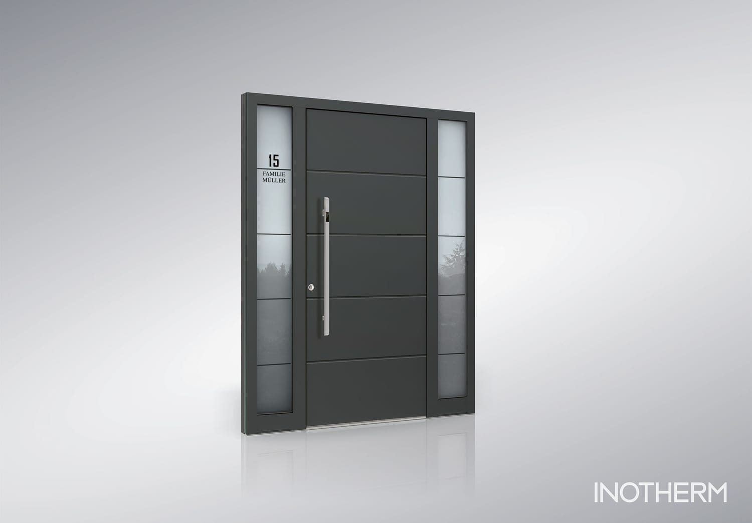 Moderner Eingangsbereich mit Eingangstür inkl. Glaselement