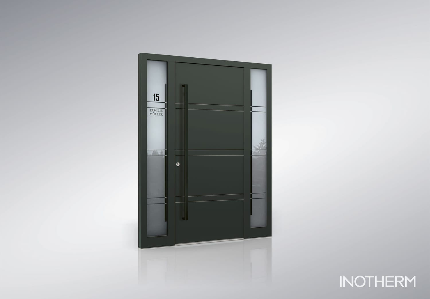 Hauseingang mit Tür in Holzoptik