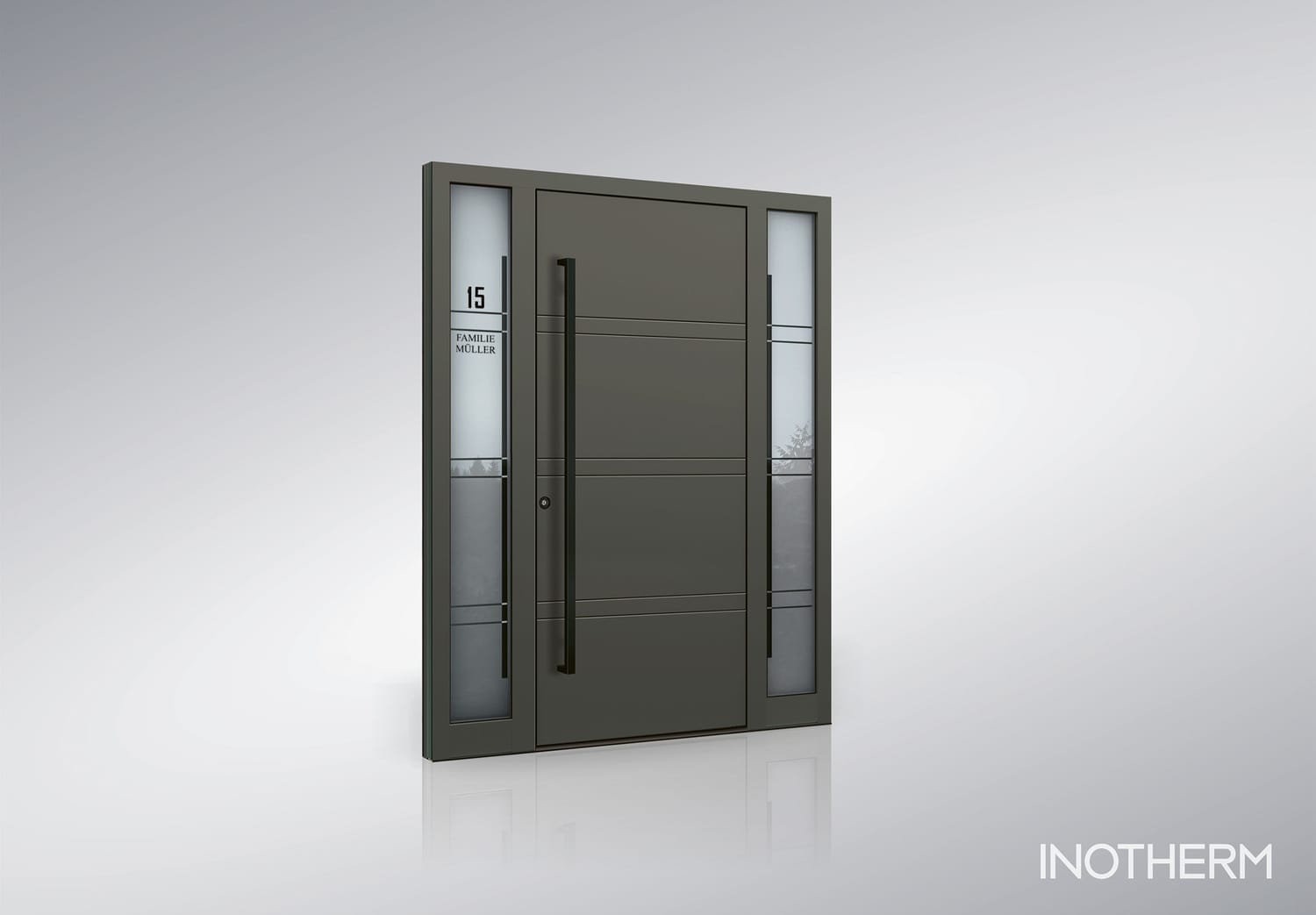 Moderne Aluminiumhaustür schwarzer Griff