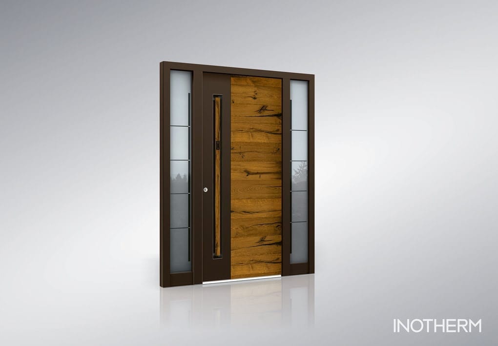 Moderne Aluminiumhaustür Modell AGE1064-8022-DD416rgb