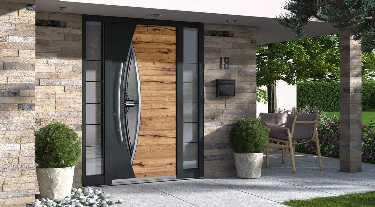 Moderne Haustür mit Decor