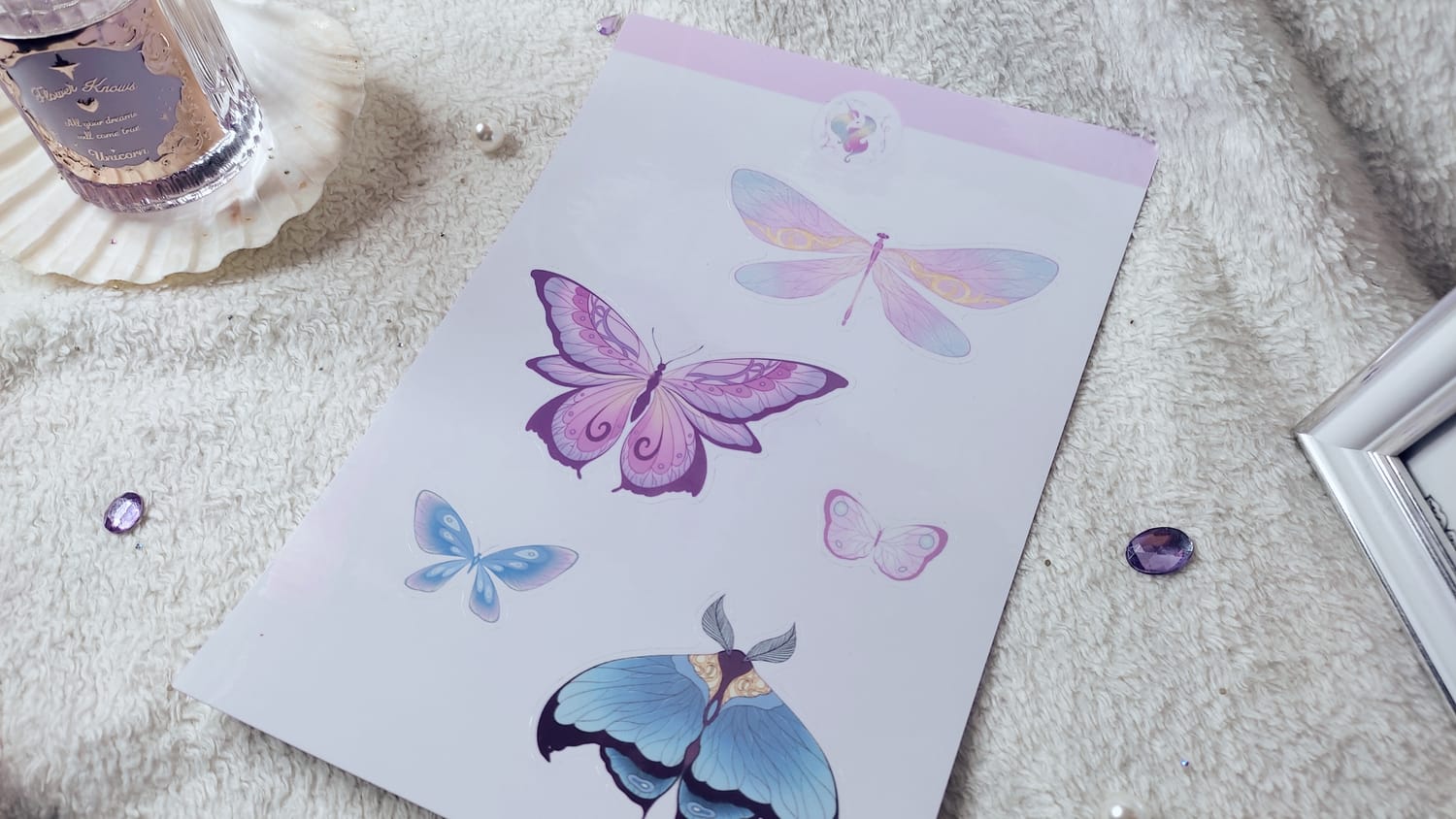 Planche de stickers papillons