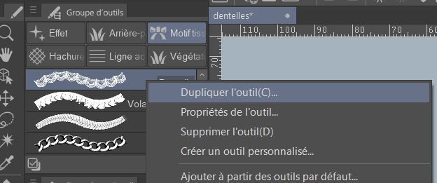 Aperçu d'un brush dentelle créé sur Clip Studio Paint par Le Cœur de Marie Illustrations