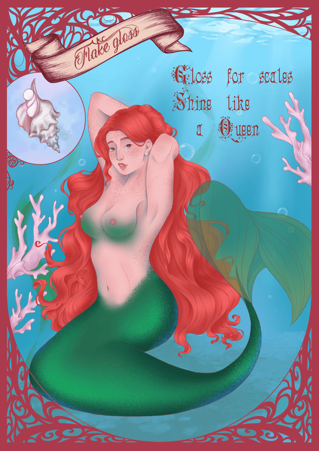 Illustration de sirène style art nouveau par le cœur de marie illustrations