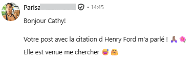Parisa, abonnée à la suite d'un post