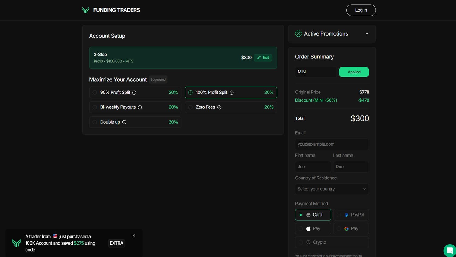 Start Funding Traders challenge