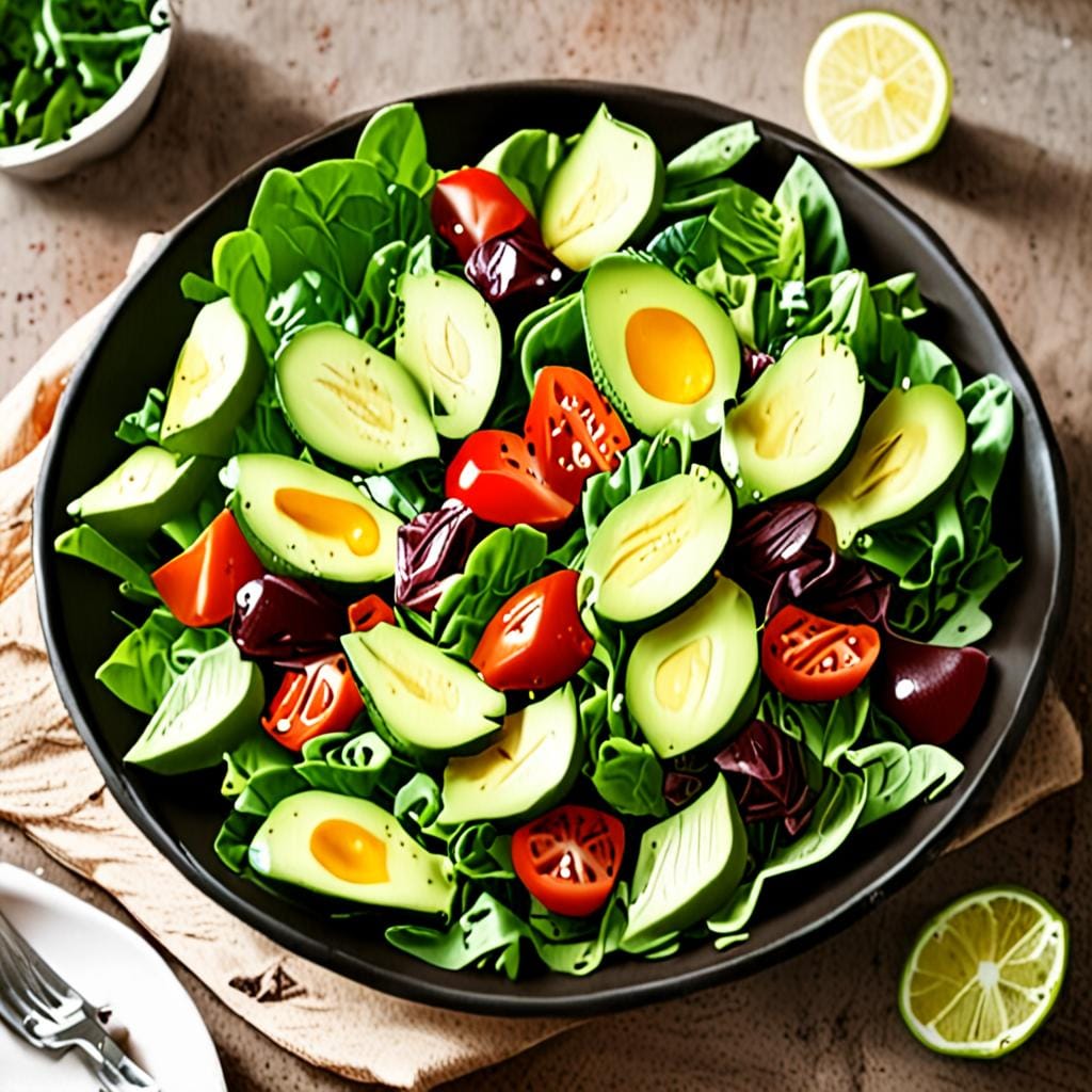 fresh keto salad avocado leafy greens