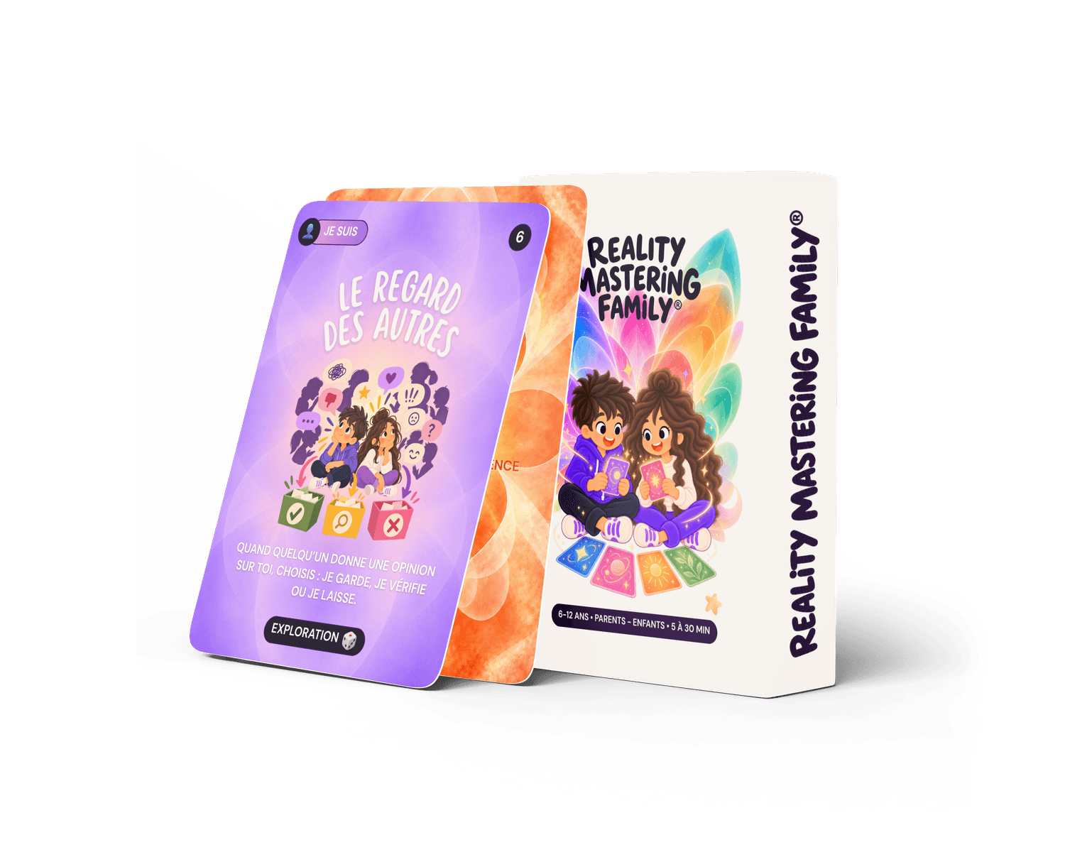 Le coffret Reality Mastering Family et deux cartes du jeu