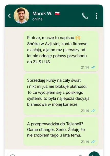 Opinia Marka (WhatsApp) o PLAN BPG