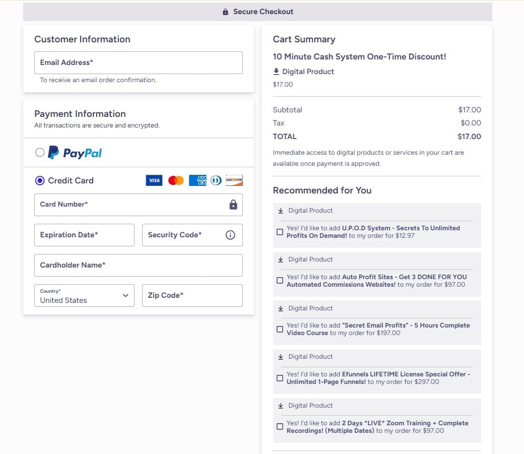 10 Minute Cash System