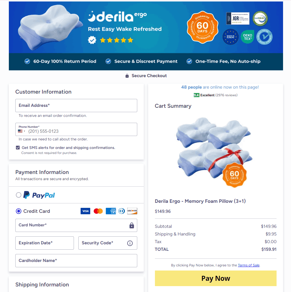 Derila Ergo Memory Foam Pillow