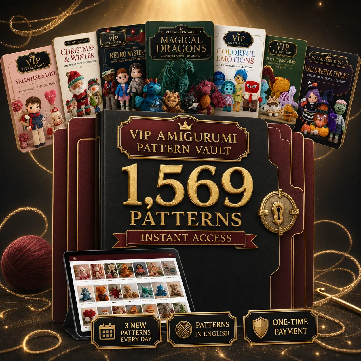 VIP Amigurumi Pattern Vault with 1,569 patterns and seven featured collections