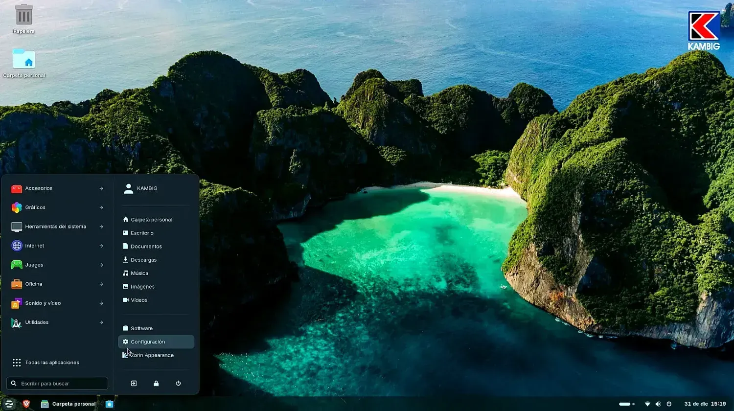 Primer arranque de Zorin OS con la configuración inicial después de la instalación