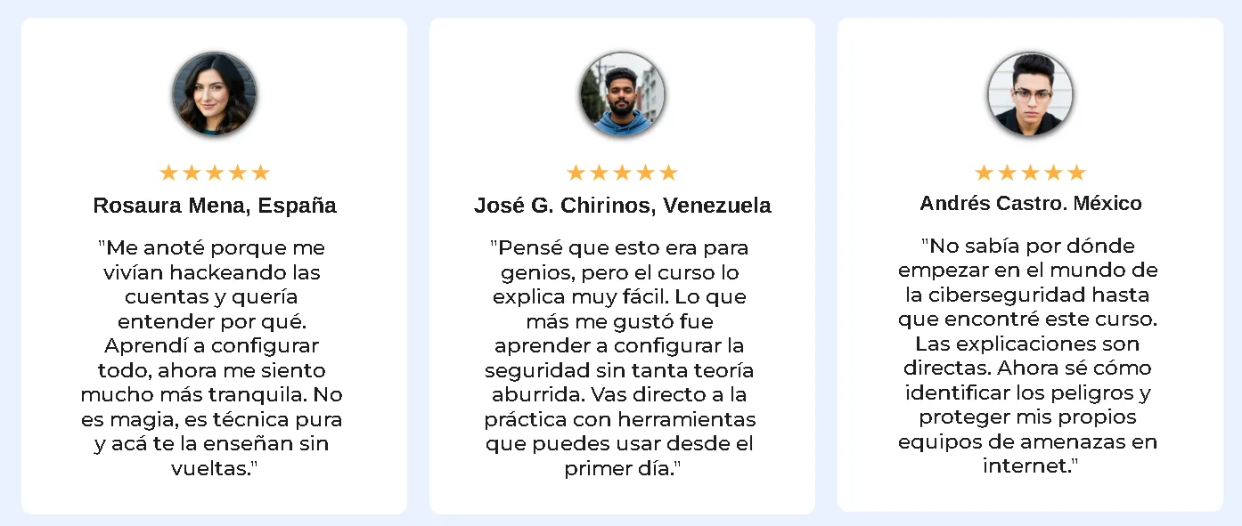Opiniones de alumnos del curso de reparación de computadoras de KAMBIG desde España, Venezuela y México, formación práctica para técnicos en PC.
