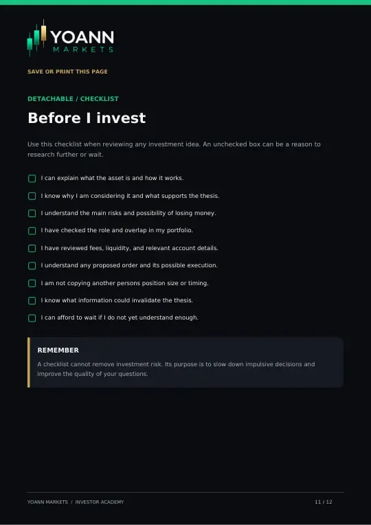 Page 11: Before I Invest checklist