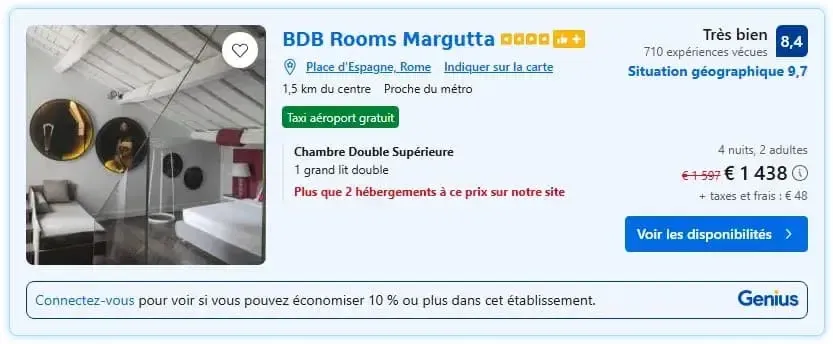 booking.com - prix hôtel BDB Rooms Margutta