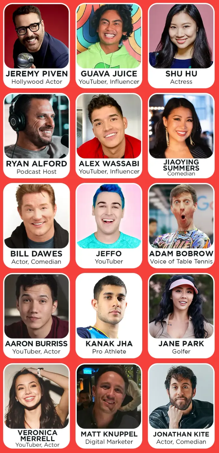 EMVN clients including Jeremy Piven, Alex Wassabi, Guava Juice, Adam Bobrow, Ryan Alford