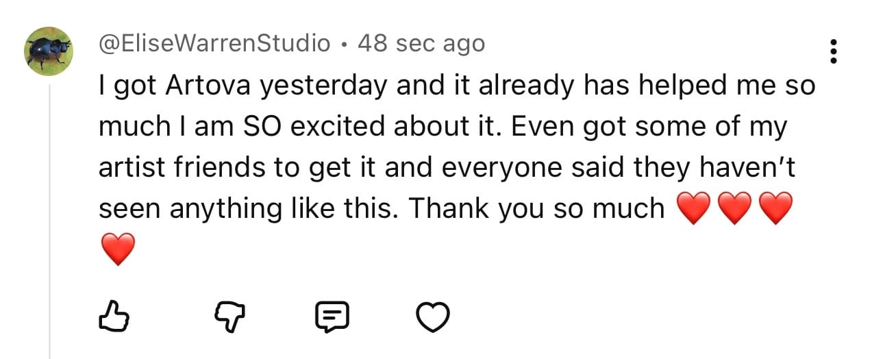 ARTOVA customer testimonial from Elise Warren Studio