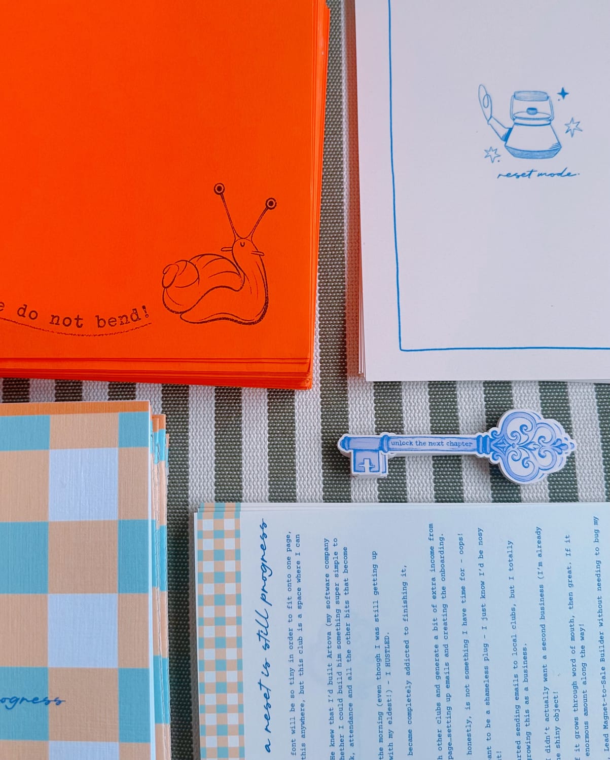 Work in Progress Club envelopes ready to post