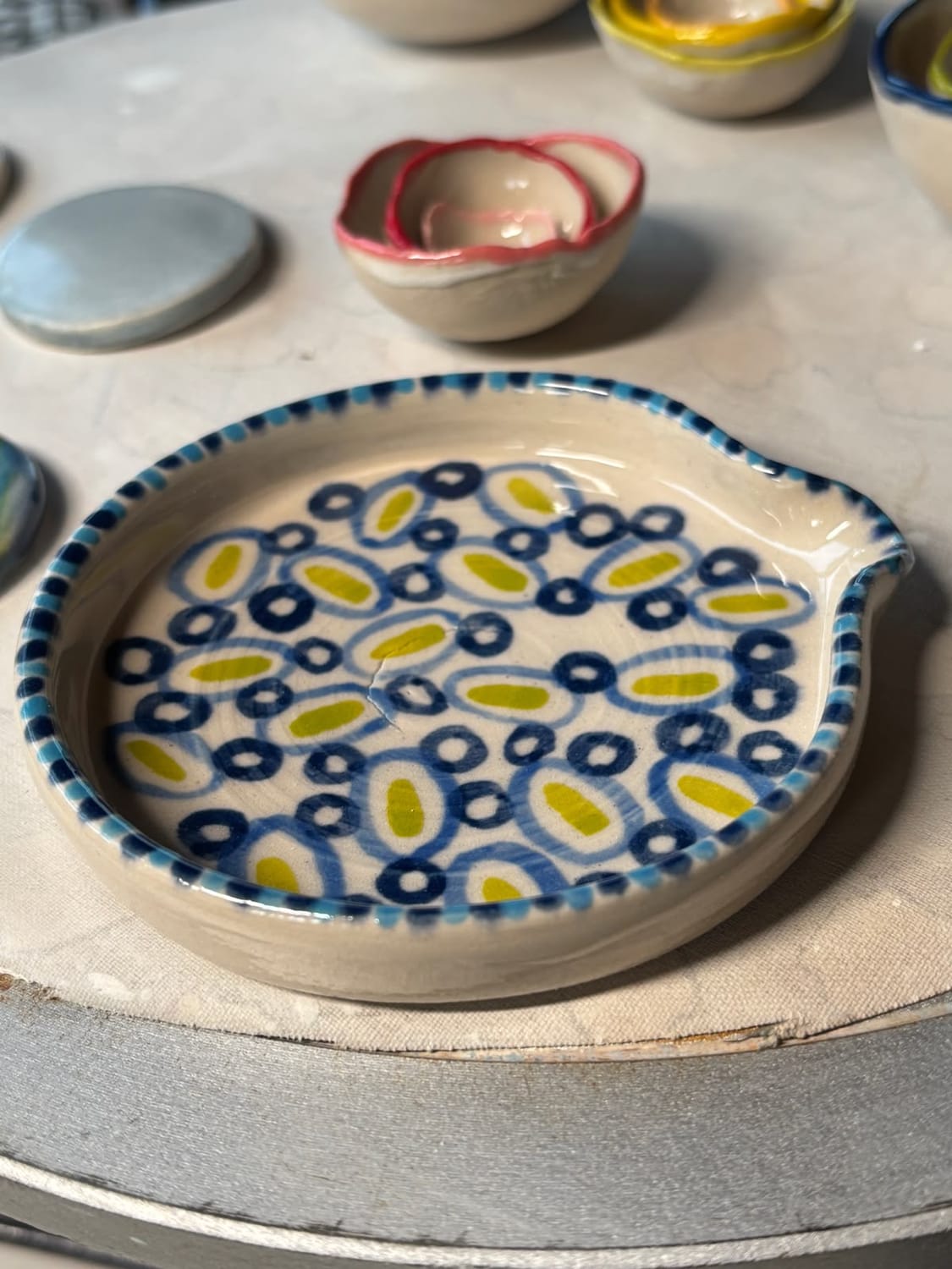 Handmade ceramic plate, platter or spoon rest