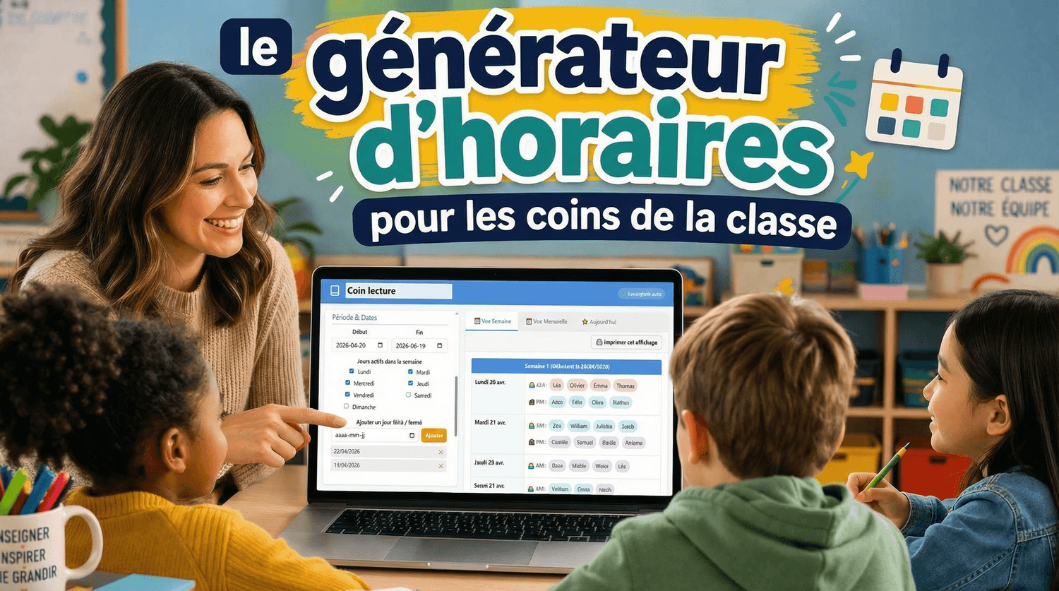 Le générateur d'horaire pour les coins de la classe