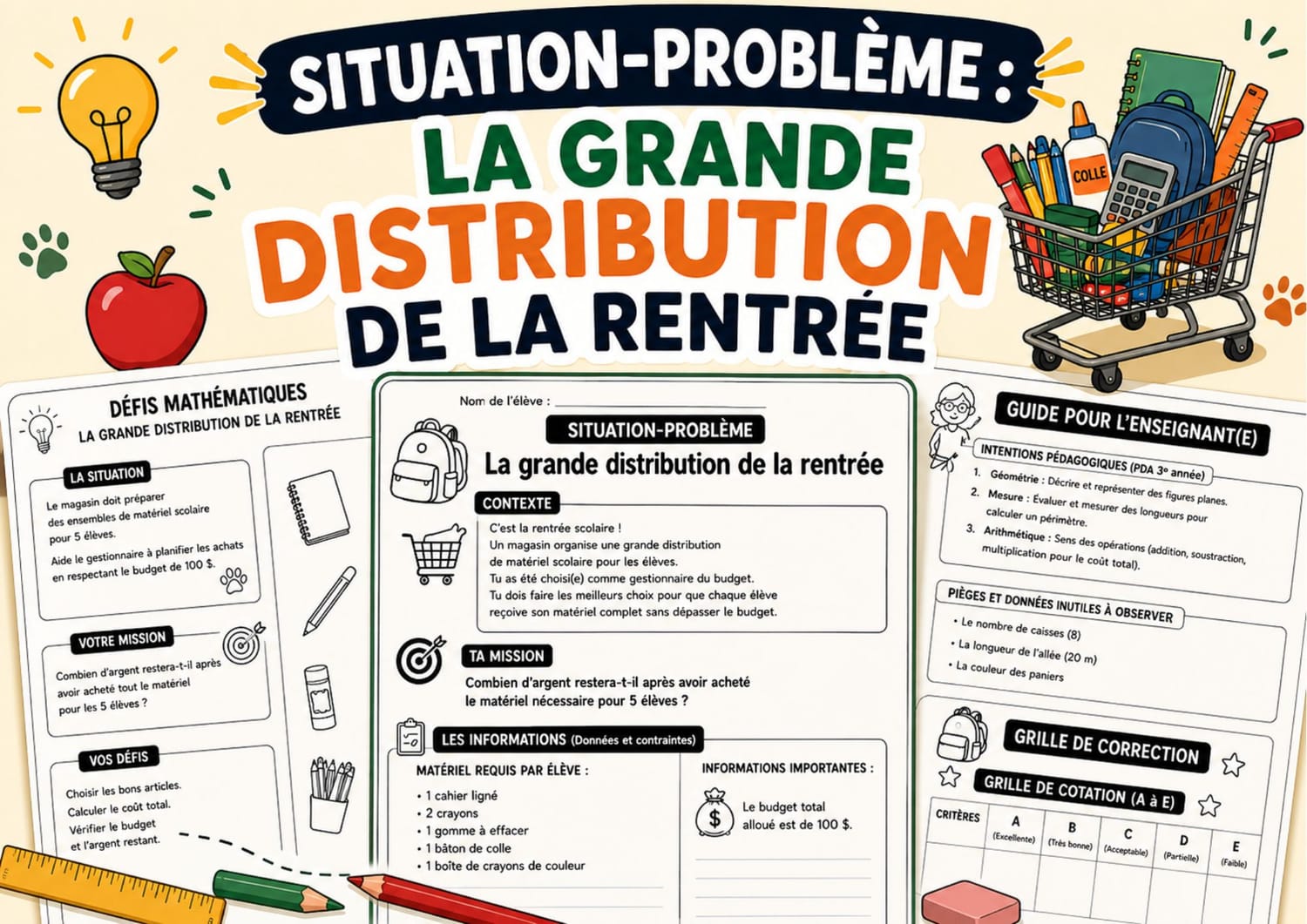 Situation-problème : La distribution de la rentrée
