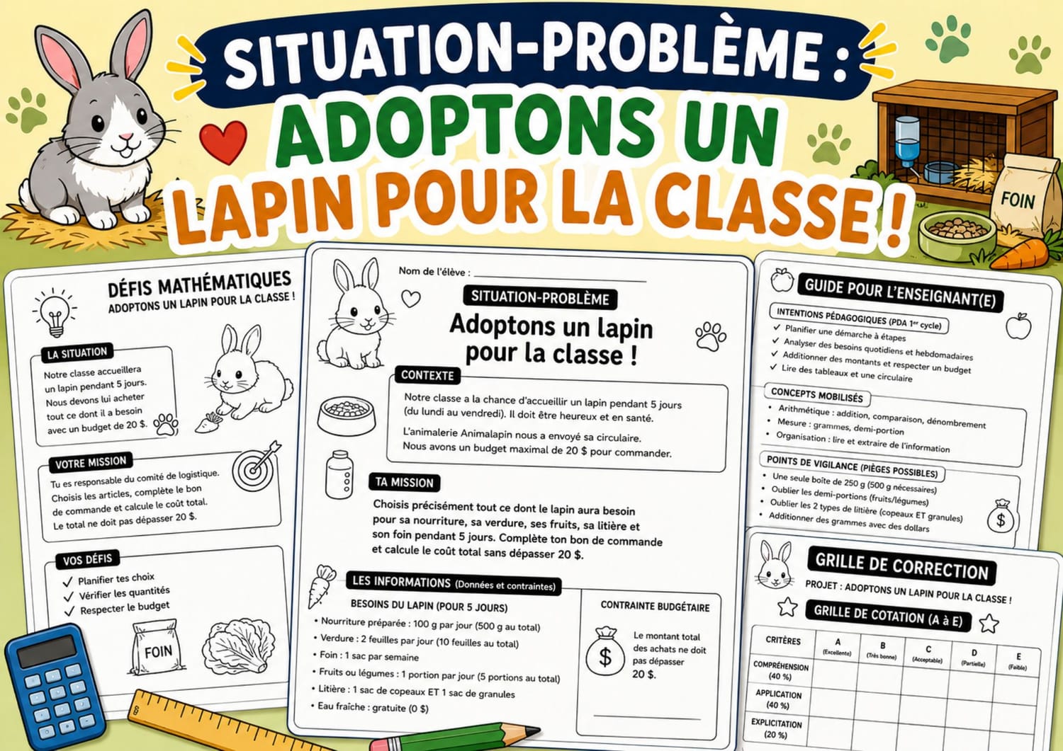 Situation-problème : Adoptons un lapin
